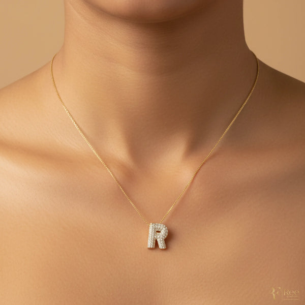 Gold 'R' Initial Necklace
