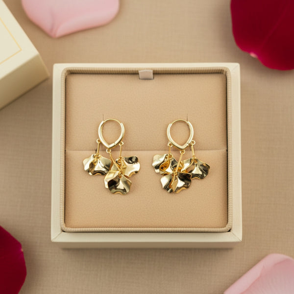 Golden Petal Whisper Earrings
