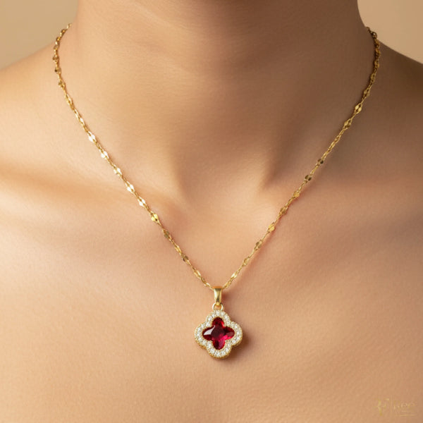 Ruby Clover Pendant Necklace