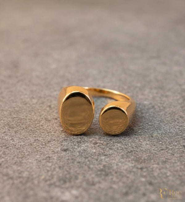 Dual Disc Gold Open Ring