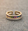 Rainbow Crystal Duo Band Ring