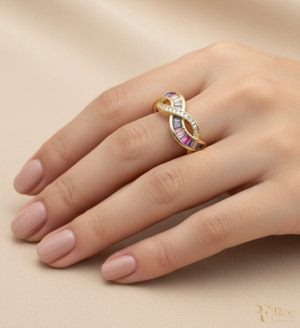 Rainbow Infinity Gold Ring