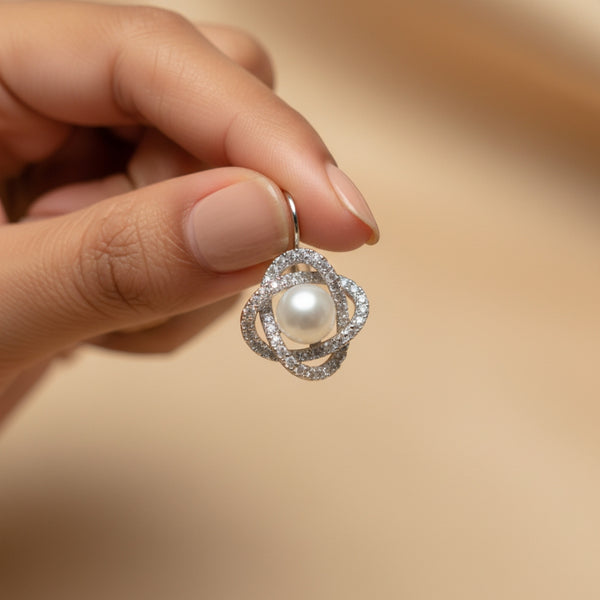 Celeste Pearl Halo Studs