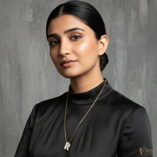 Gold 'R' Initial Necklace