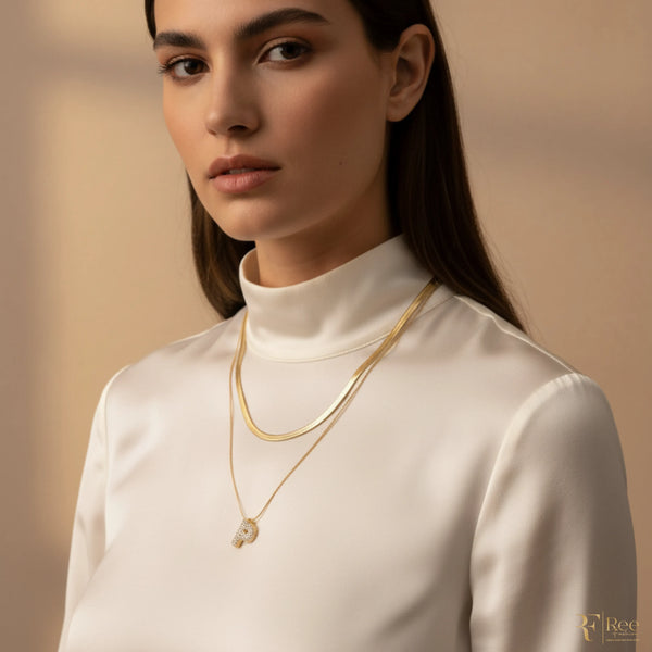 Layered Herringbone & 'P' Necklace