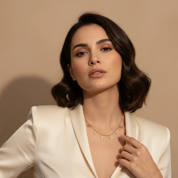 Designer Charm Crystal Chain Necklace