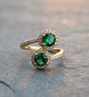 Double Emerald Halo Ring