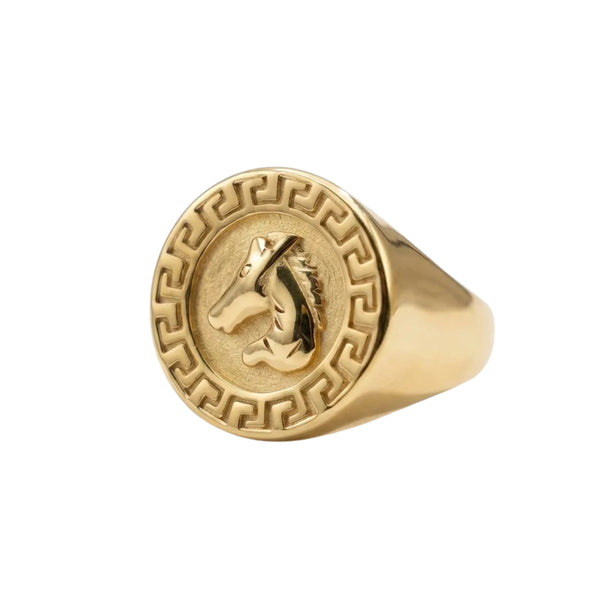 Majestic Stallion Greek Emblem Gold Ring