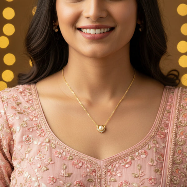 Pearl Halo Crystal Pendant Necklace