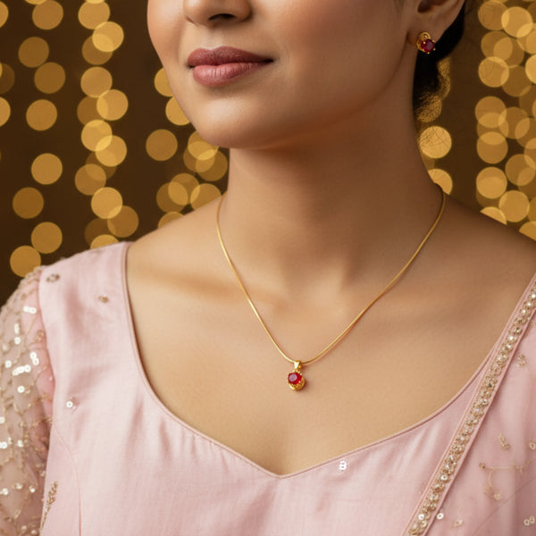 Classic Ruby Solitaire Pendant Necklace