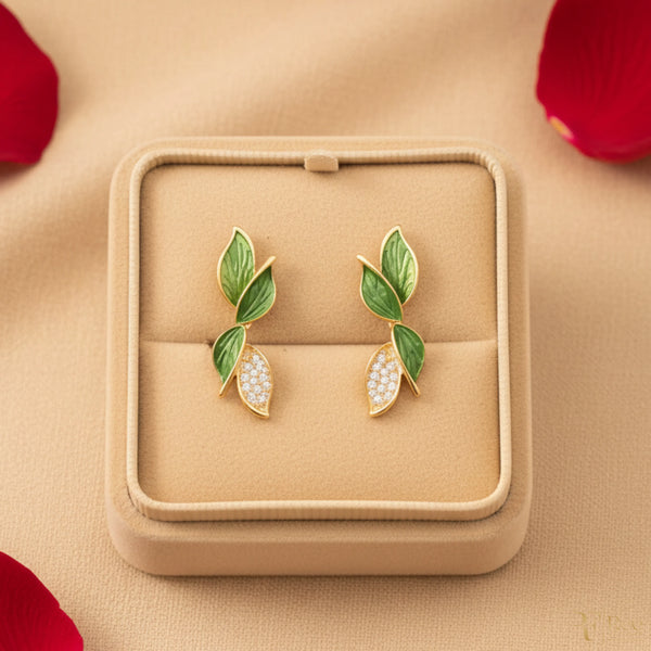 Emerald Leaf Drop Earrings