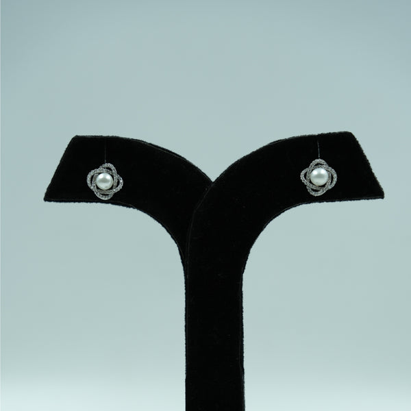 Celeste Pearl Halo Studs