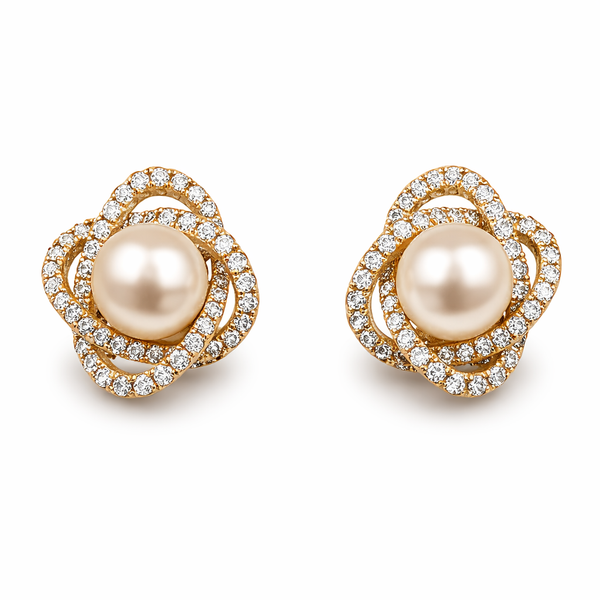 Pearl Blossom Stud Earrings