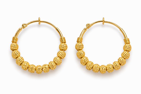 Royal Aura Textured Gold Hoop Earrings