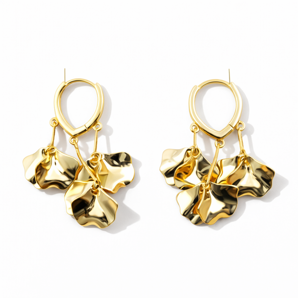 Golden Petal Whisper Earrings