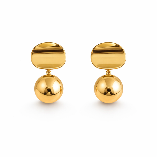 Luna Drop Gold Stud Earrings