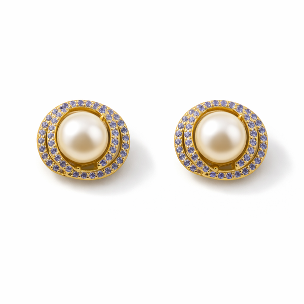 Aurora Pearl Halo Studs