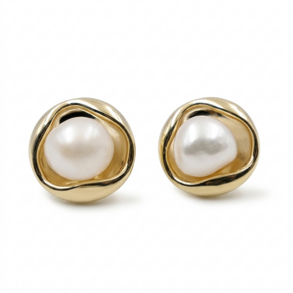 Golden Embrace Pearl Studs