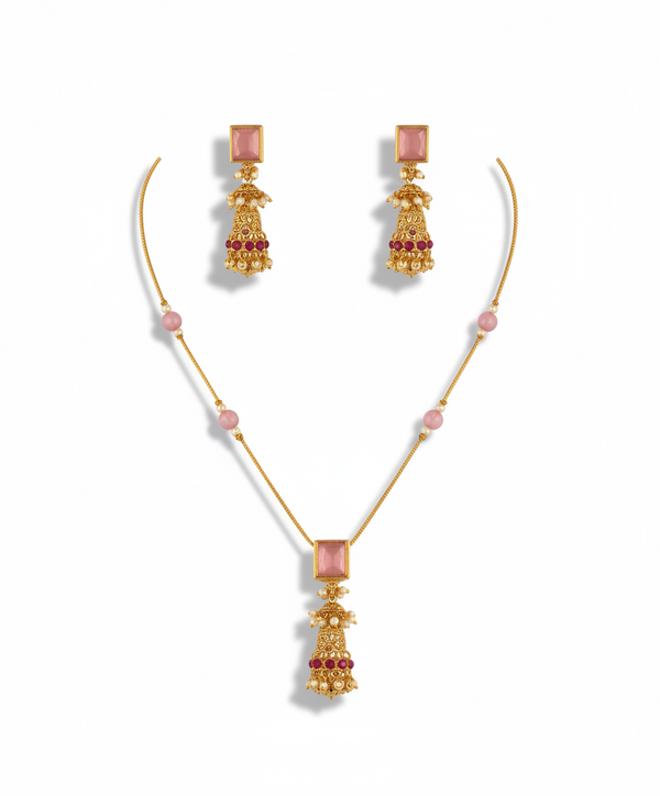 Amethyst Jhumka Drop Necklace