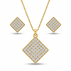 Diamond Grid Pendant Necklace