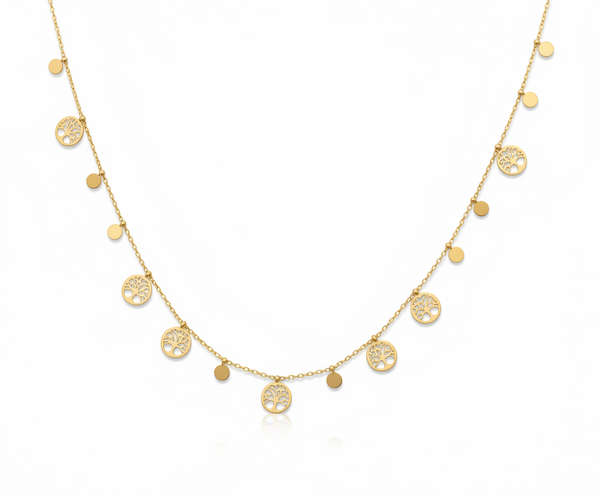 Golden Tree Charm Necklace