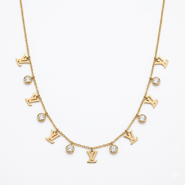 Golden Initial Sparkle Necklace