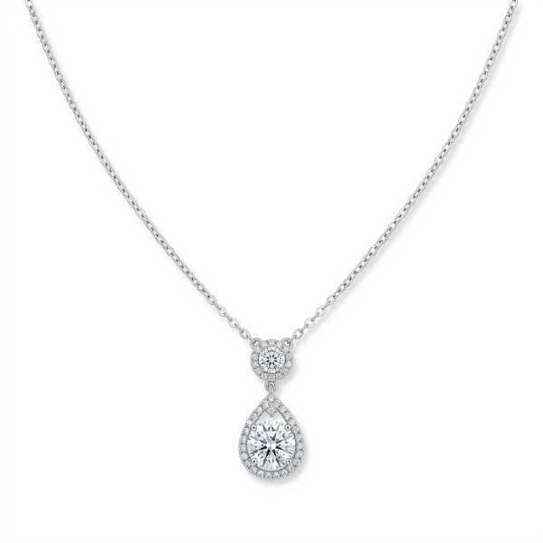 Radiant Teardrop Halo Pendant